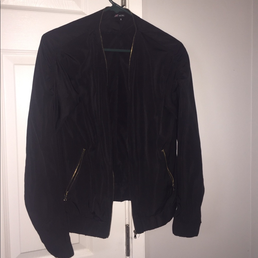 Michel Black Satin Bomber Jacket